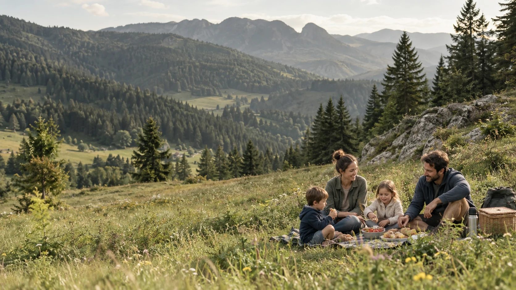 Scenă de familie &icirc;n natură